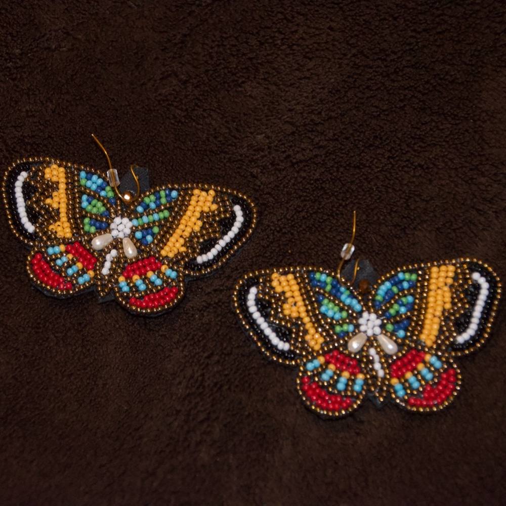 Butterfly Wings Beaded Dangle Earrings